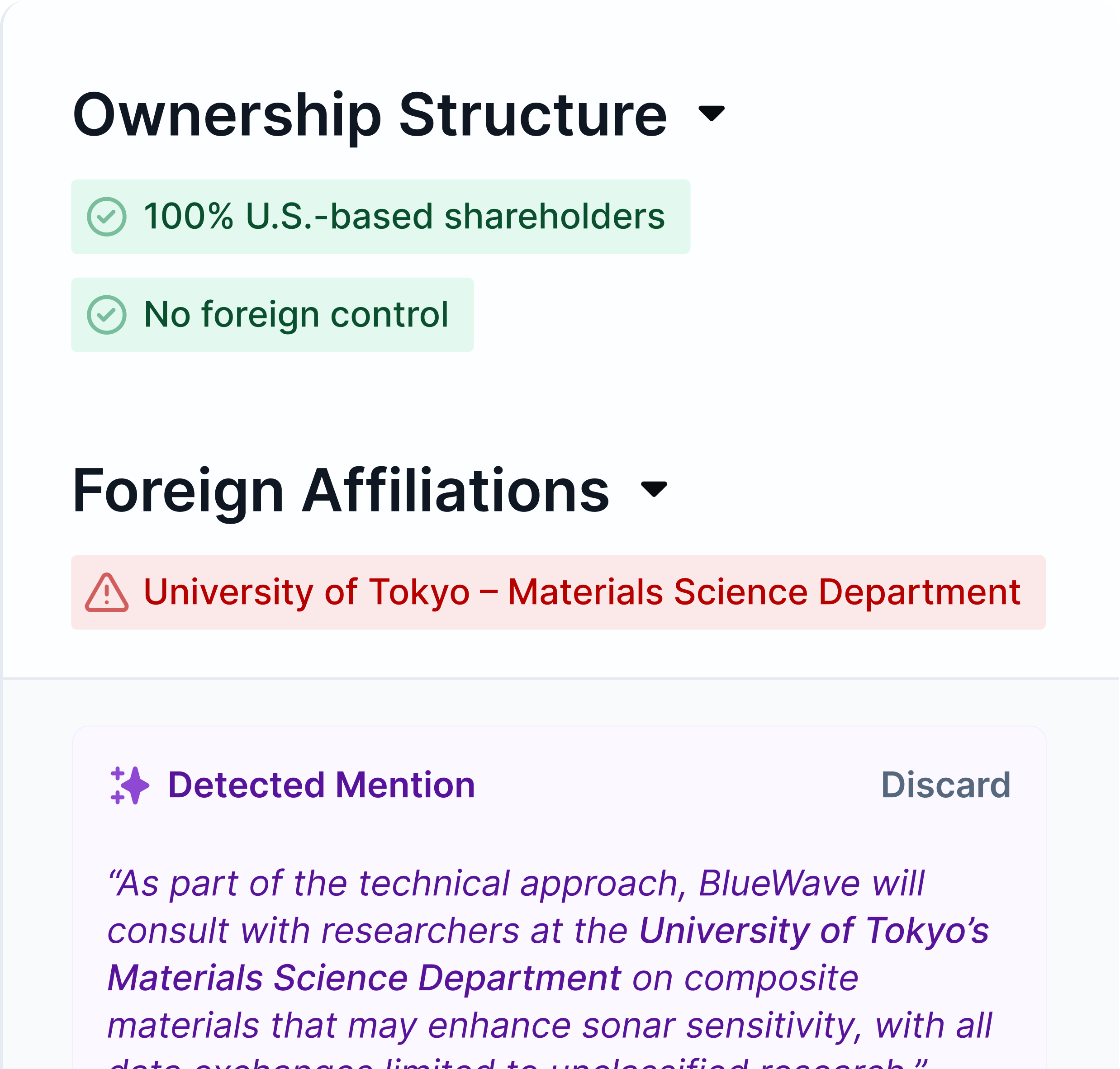 Bias detection and ownership structure review