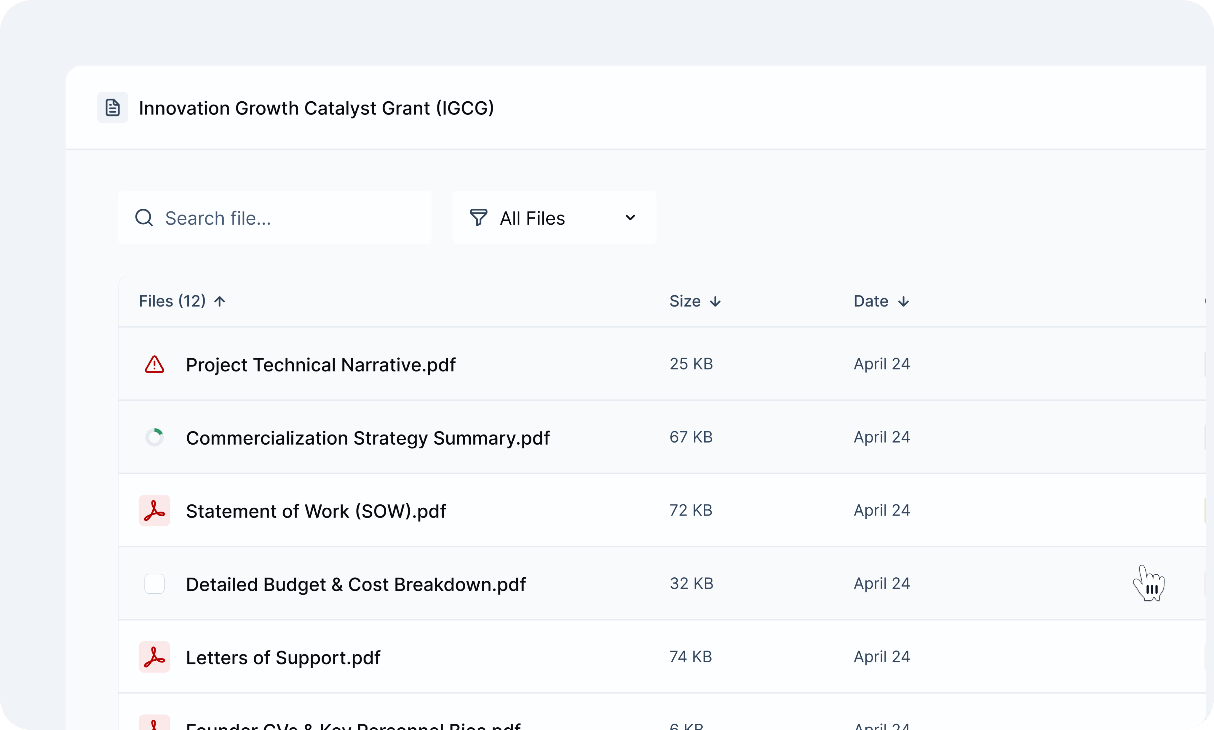 Document management in applicant portal