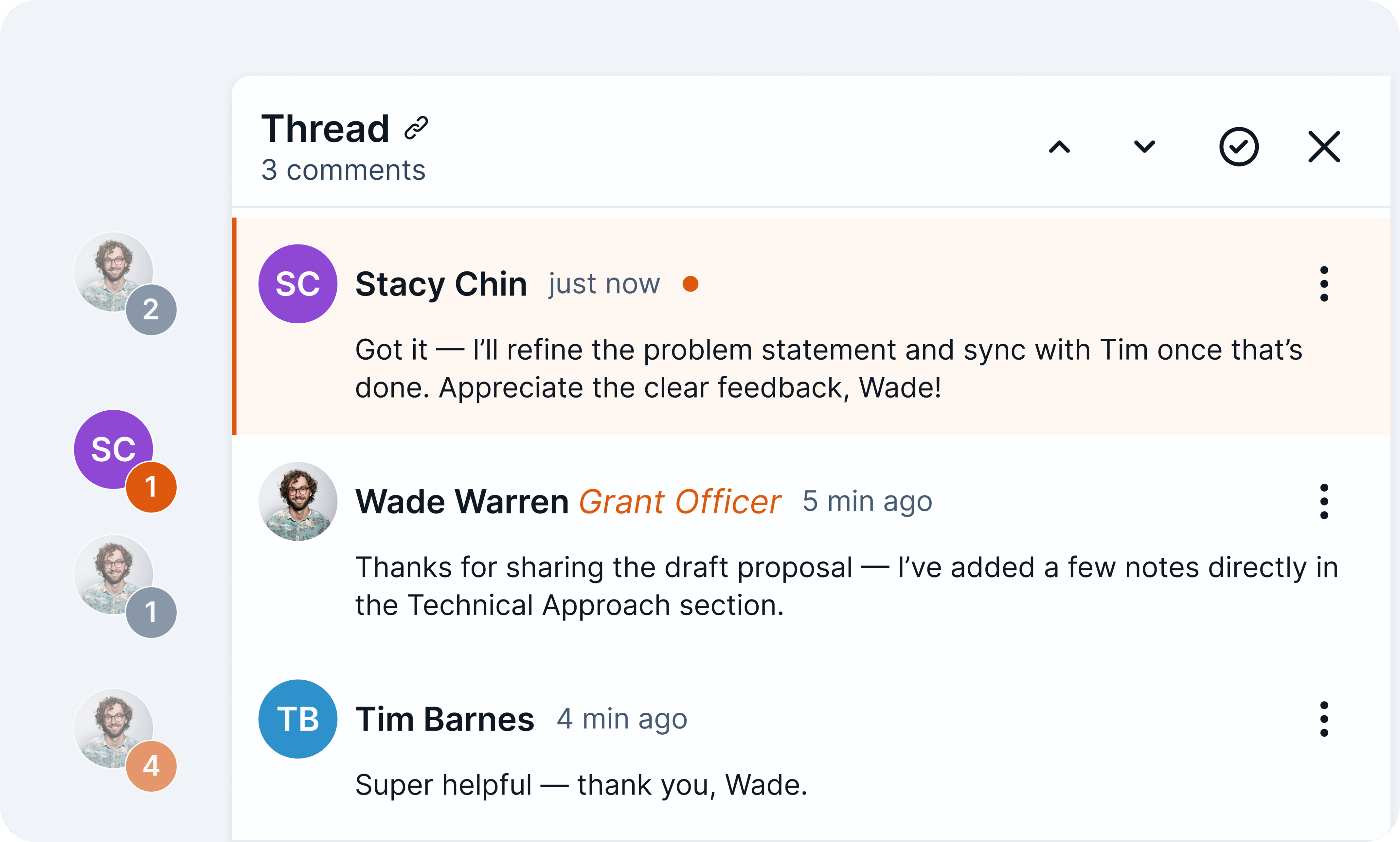 Real-time communication and threaded updates