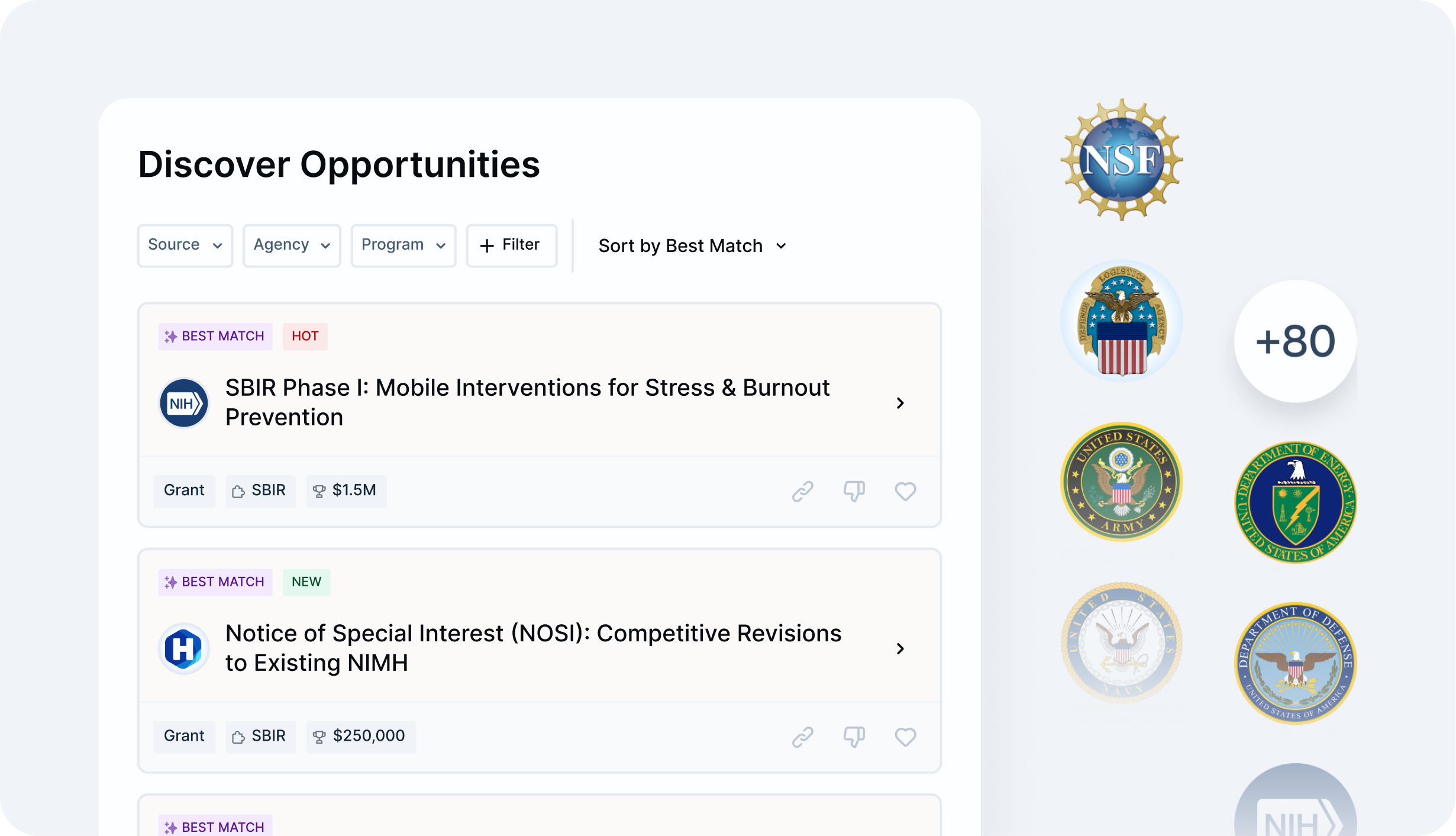 Scout Search Funding interface